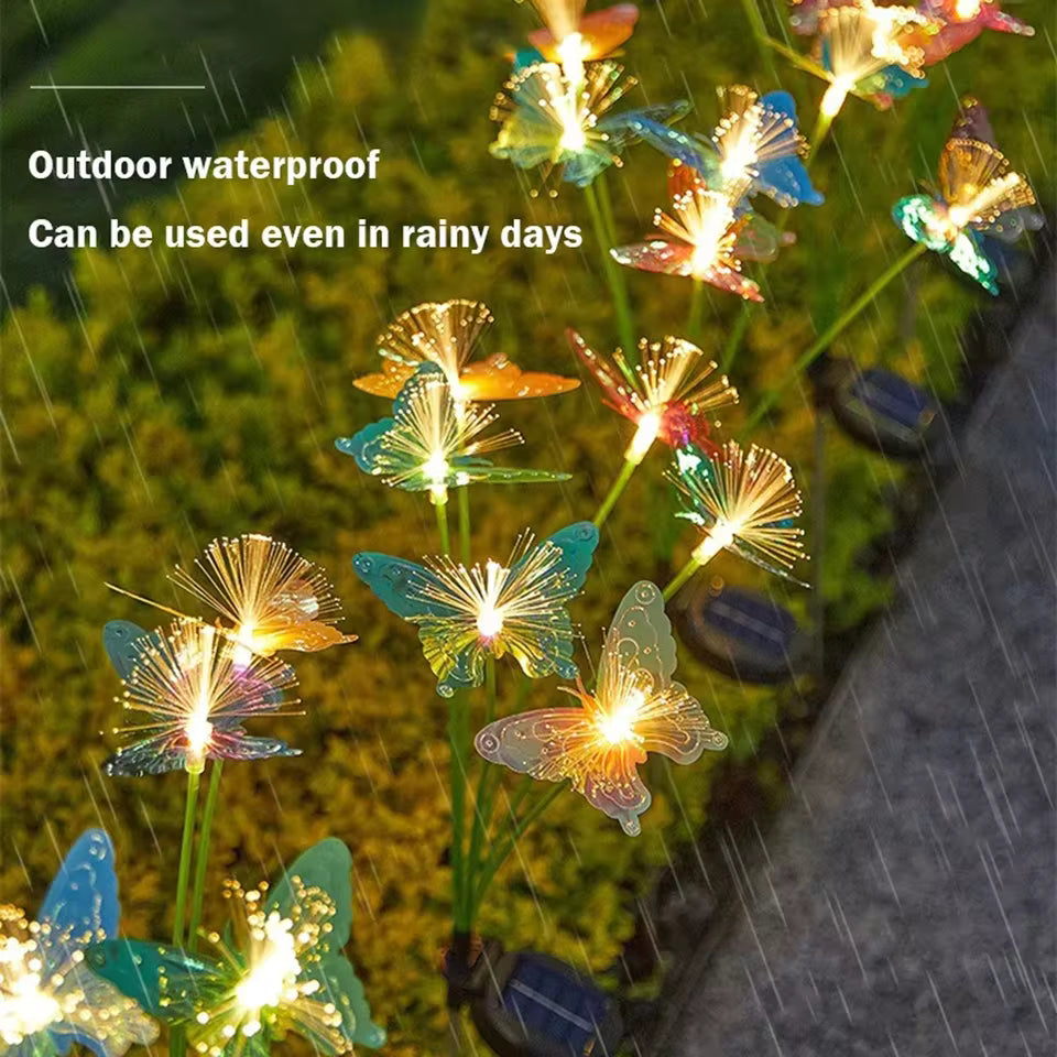 Solar Butterfly Yard Lights – 6LED Fiber Optic Lawn Landscape Decor