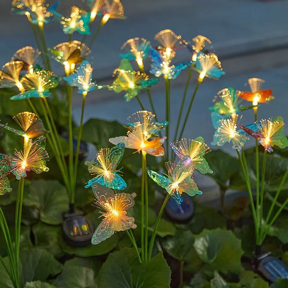 Solar Butterfly Yard Lights – 6LED Fiber Optic Lawn Landscape Decor