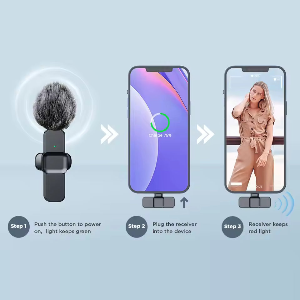 K10 Clip-On Wireless Microphone – Compact Audio & Video Recording Mic for Mobile & PC