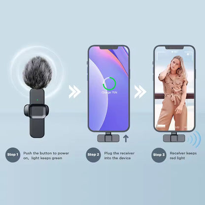 K10 Clip-On Wireless Microphone – Compact Audio & Video Recording Mic for Mobile & PC