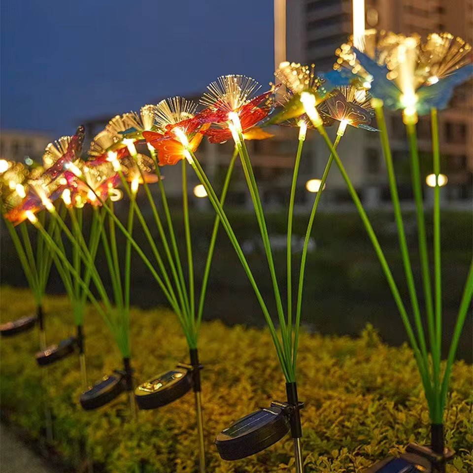 Solar Butterfly Yard Lights – 6LED Fiber Optic Lawn Landscape Decor
