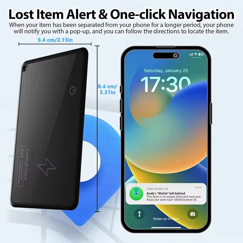 GPS Tracking Wallet Card Smart Tag Compatible with Apple Find My Devices