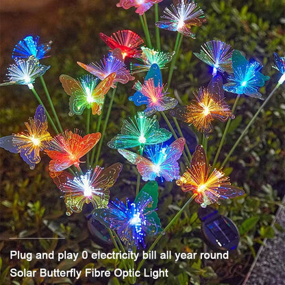 Solar Butterfly Yard Lights – 6LED Fiber Optic Lawn Landscape Decor