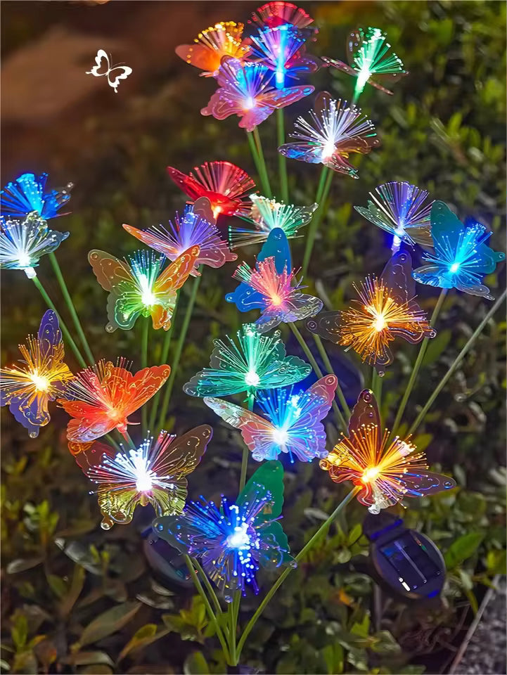 Solar Butterfly Yard Lights – 6LED Fiber Optic Lawn Landscape Decor