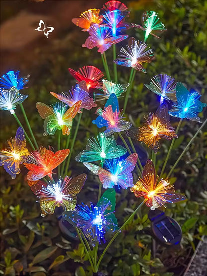 Solar Butterfly Yard Lights – 6LED Fiber Optic Lawn Landscape Decor