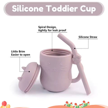 Baby Silicone Straw Cup – BPA Free Leakproof Learning Drink Cup