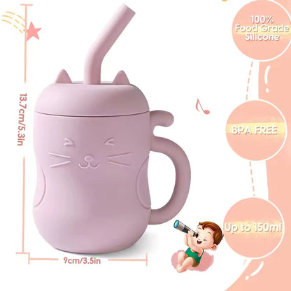 Baby Silicone Straw Cup – BPA Free Leakproof Learning Drink Cup