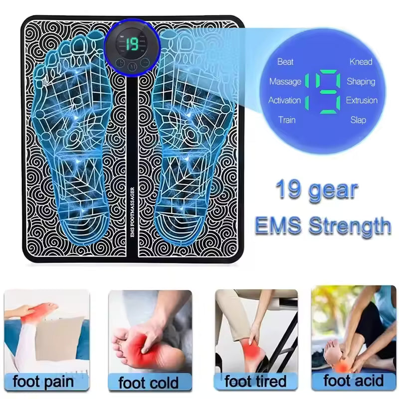Foot Pressure Relief Massager – Compact Pad with 8 Modes & 19 Levels